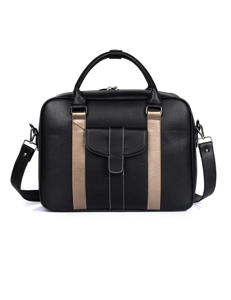 Men's Professional & Travel Briefcase Black Bronze Stripe - karlahanson.com