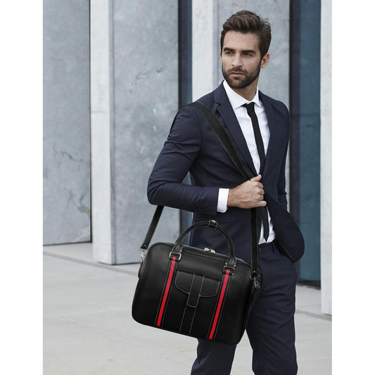 Men's Professional & Travel Briefcase Black Red Stripe - karlahanson.com