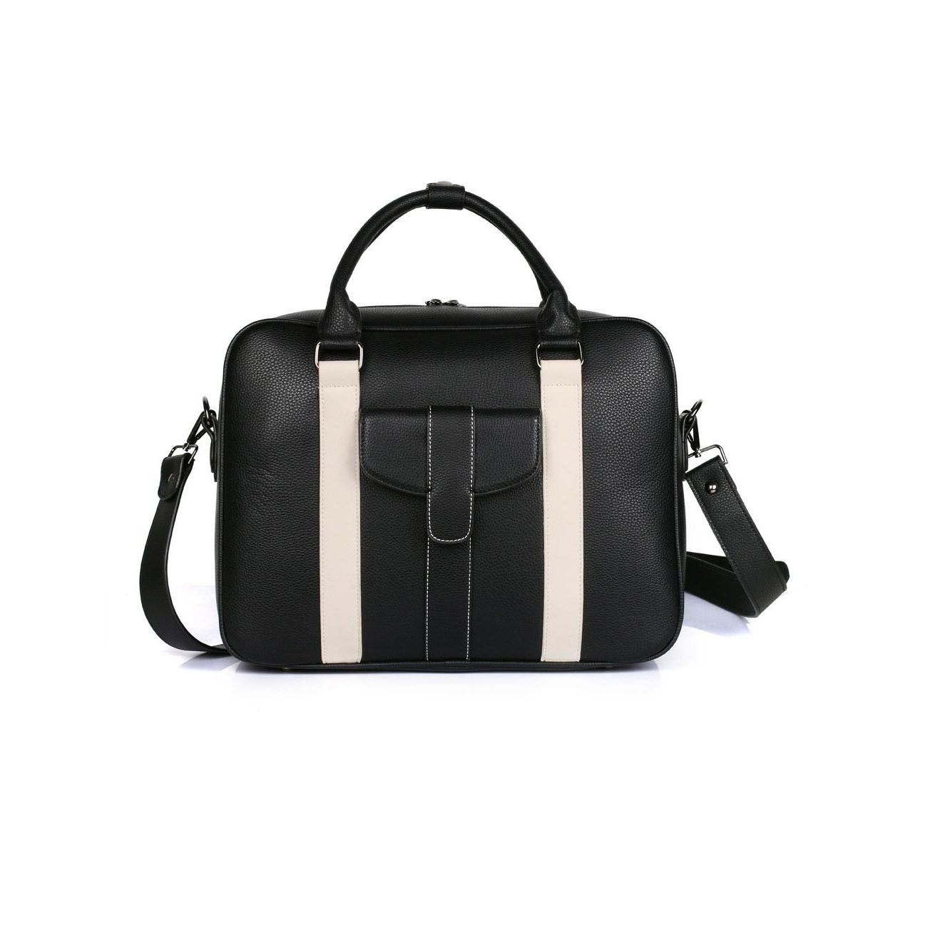 Men's Professional & Travel Briefcase Black White Stripe - karlahanson.com
