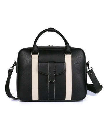 Men's Professional & Travel Briefcase Black White Stripe - karlahanson.com