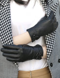 Karla Hanson Women's Deluxe Leather Touch Screen Gloves with Bow