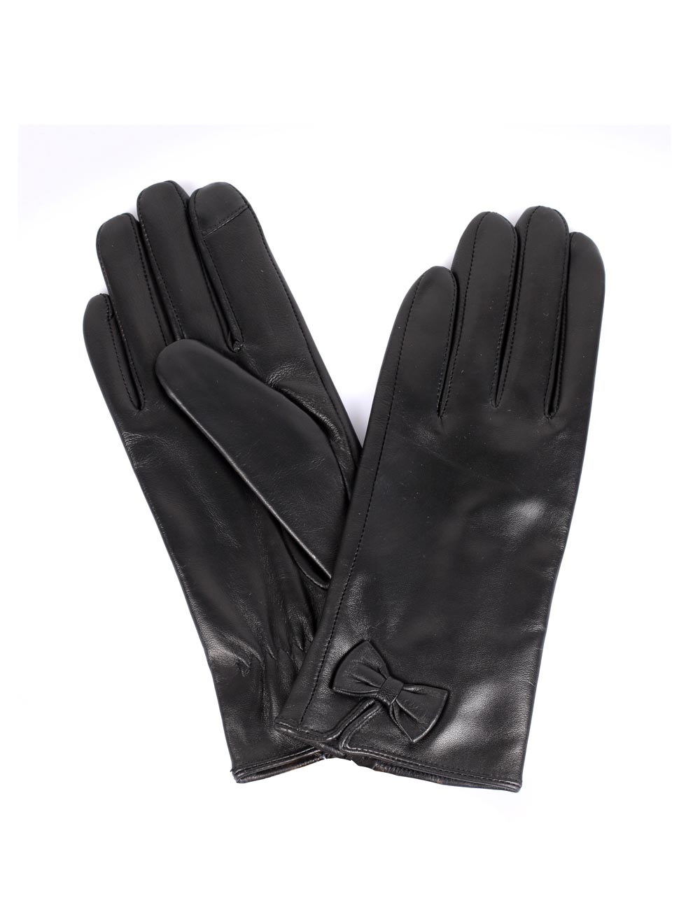 Women's Deluxe Leather Touch Screen Gloves with Bow - karlahanson.com