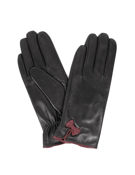 Women's Deluxe Leather Touch Screen Gloves with Bow - karlahanson.com