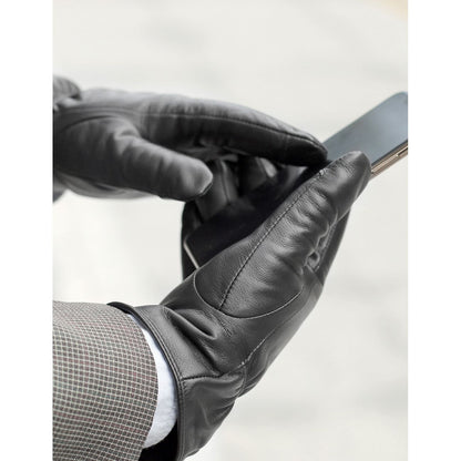 Karla Hanson Men's Deluxe Leather Touch Screen Gloves Elastic Band - Karla Hanson