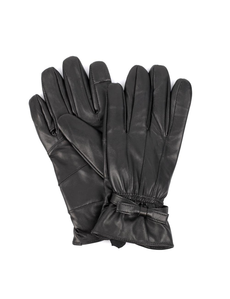 Women's Genuine Leather Touch Screen Gloves with Bow - karlahanson.com