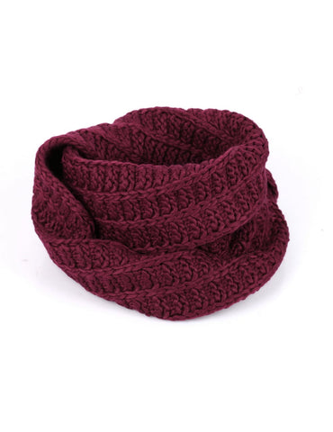 Women's Retro Knit Infinity Scarf Burgundy - karlahanson.com
