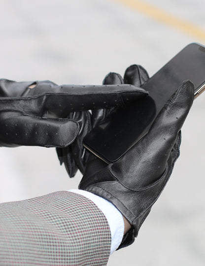 Karla Hanson Men's Deluxe Leather Touch Screen Driving Gloves - Karla Hanson