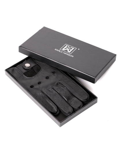 Karla Hanson Men's Deluxe Leather Touch Screen Driving Gloves - Karla Hanson