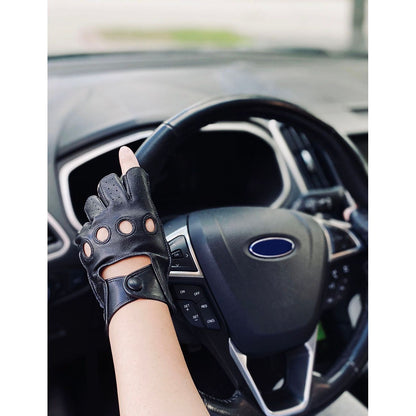Karla Hanson Women's Deluxe Leather Fingerless Driving Gloves