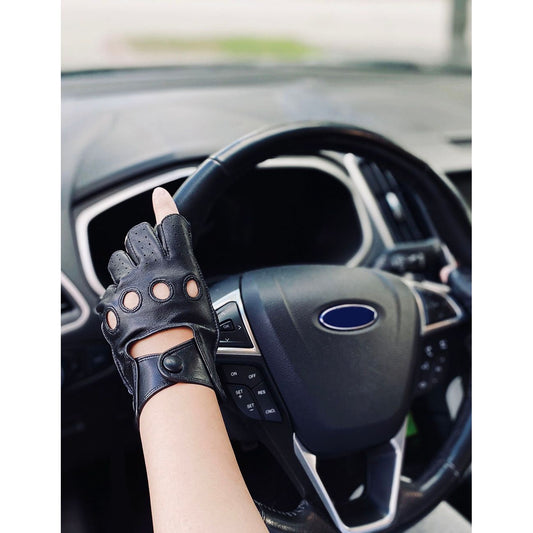 Karla Hanson Women's Deluxe Leather Fingerless Driving Gloves
