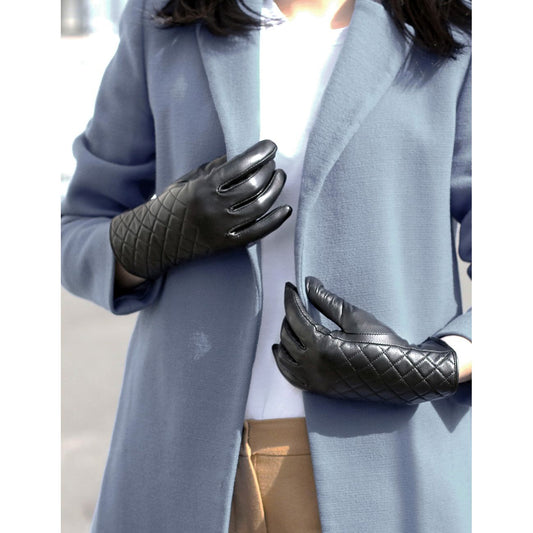 Karla Hanson Women's Deluxe Quilted Leather Touch Screen Gloves