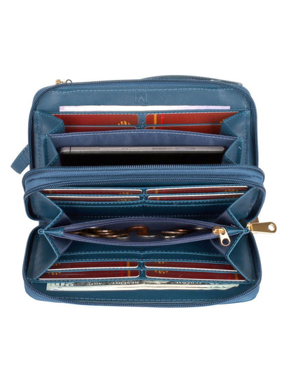 Ellen RFID Blocking Woven Crossbody Phone Wallet Blue - karlahanson.com
