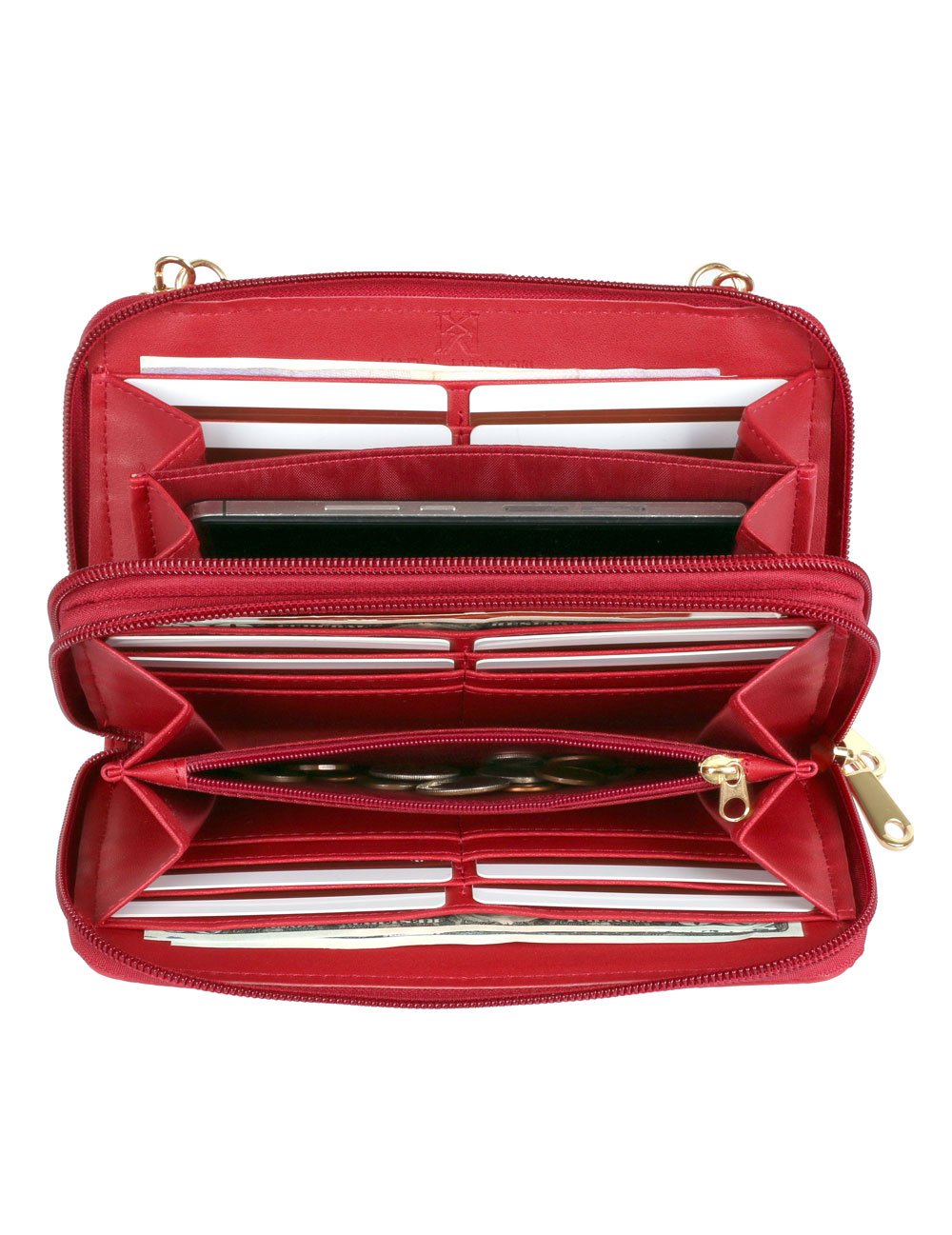 Ellen RFID Blocking Woven Crossbody Phone Wallet Red - karlahanson.com