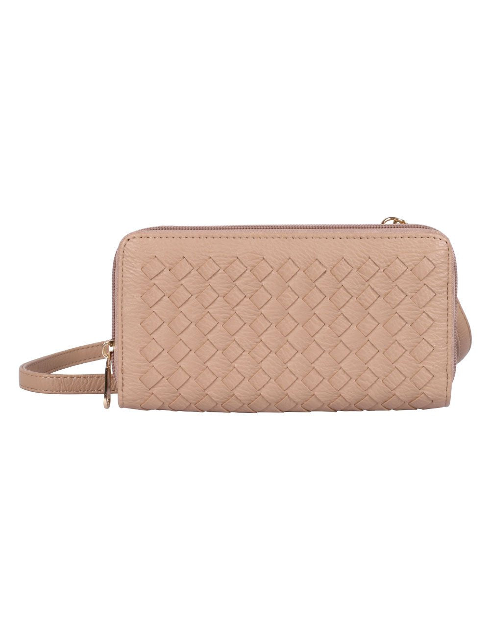 Elle RFID Blocking Woven Crossbody Phone Wallet Taupe - karlahanson.com