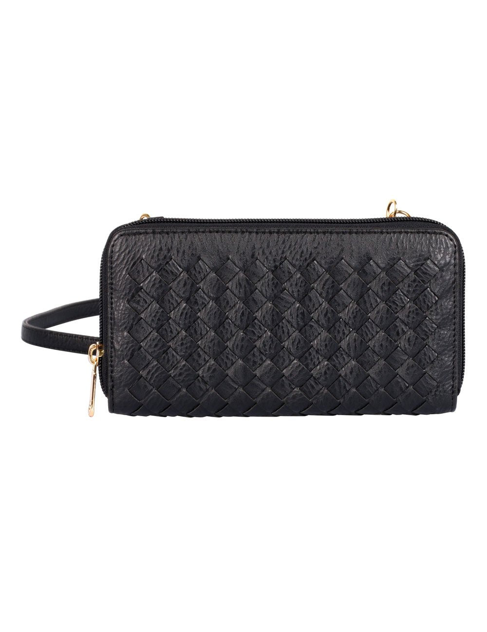 Elle RFID Blocking Woven Crossbody Phone Wallet Black - karlahanson.com