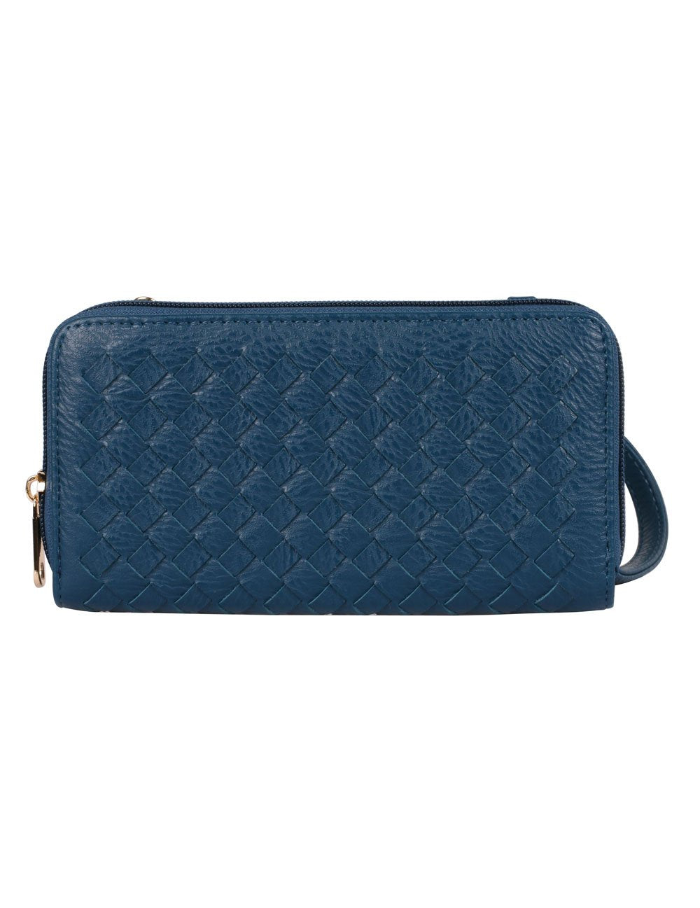 Elle RFID Blocking Woven Crossbody Phone Wallet Blue - karlahanson.com