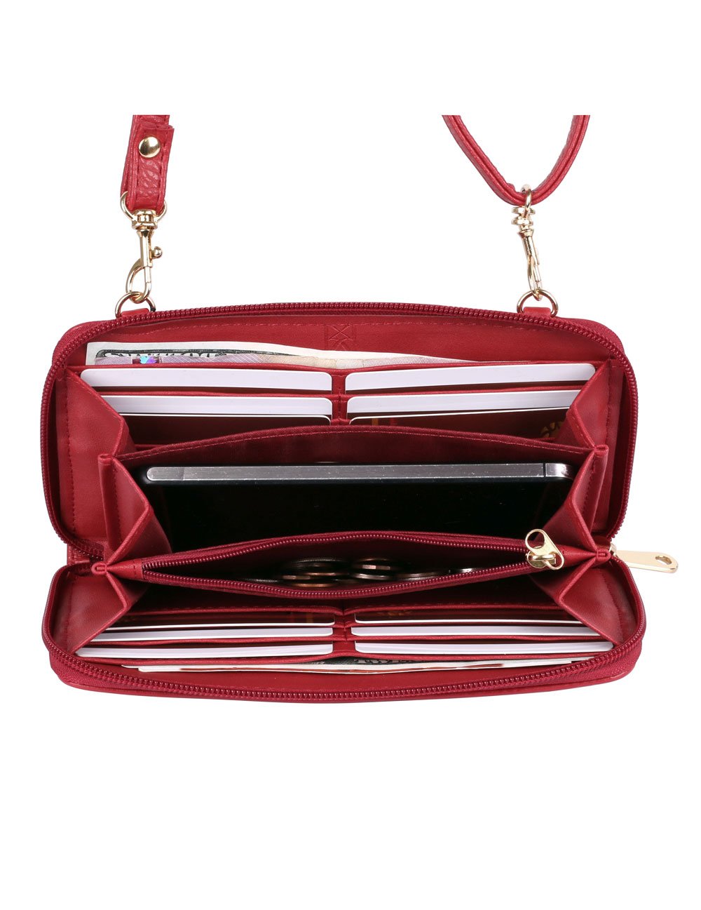 Elle RFID Blocking Woven Crossbody Phone Wallet Red - karlahanson.com