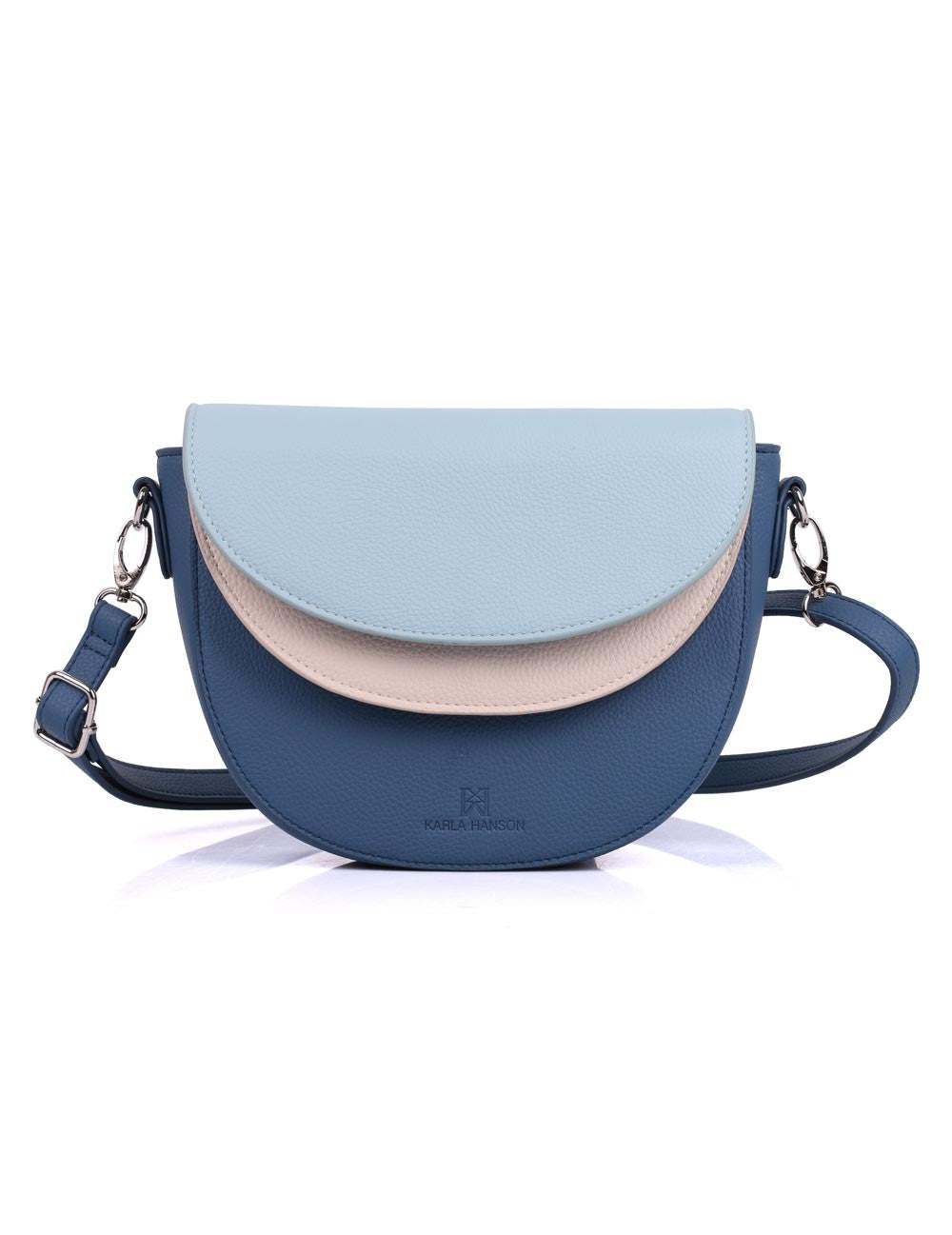 Linda Women's Saddle Crossbody Bag 3 Tone Blue - karlahanson.com